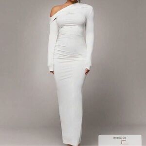 Chic One-Shoulder White Dress